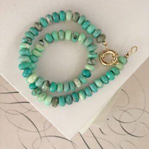 Chunky Green Chrysoprase Beaded Statement Clasp Necklace