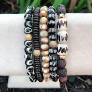 Accra Lava and Batik Bead Bracelet Stack - Image 2