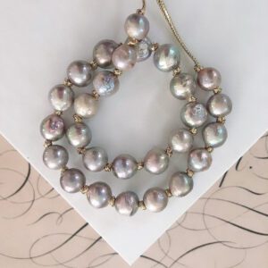 Baroque Grey Pearl Tie On Necklace