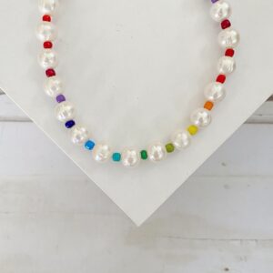 Poppy Rainbow Studded Freshwater Pearl Necklace