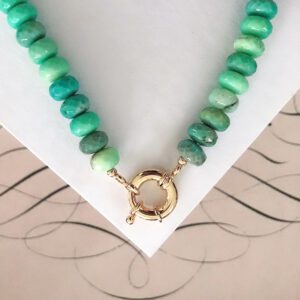 Chunky Green Chrysoprase Beaded Statement Clasp Necklace - Image 3