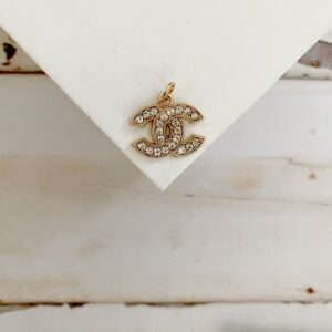 Chanel Gold and Rhinestone CC Logo Charm