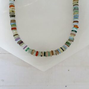 Gemstone Fusion Mixed Gemstone Wheel Bead Necklace