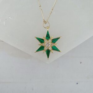 Zena Multi Pointed Green Star Necklace