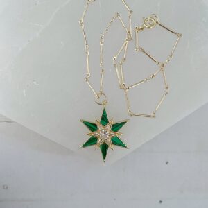 Zena Multi Pointed Green Star Necklace - Image 3