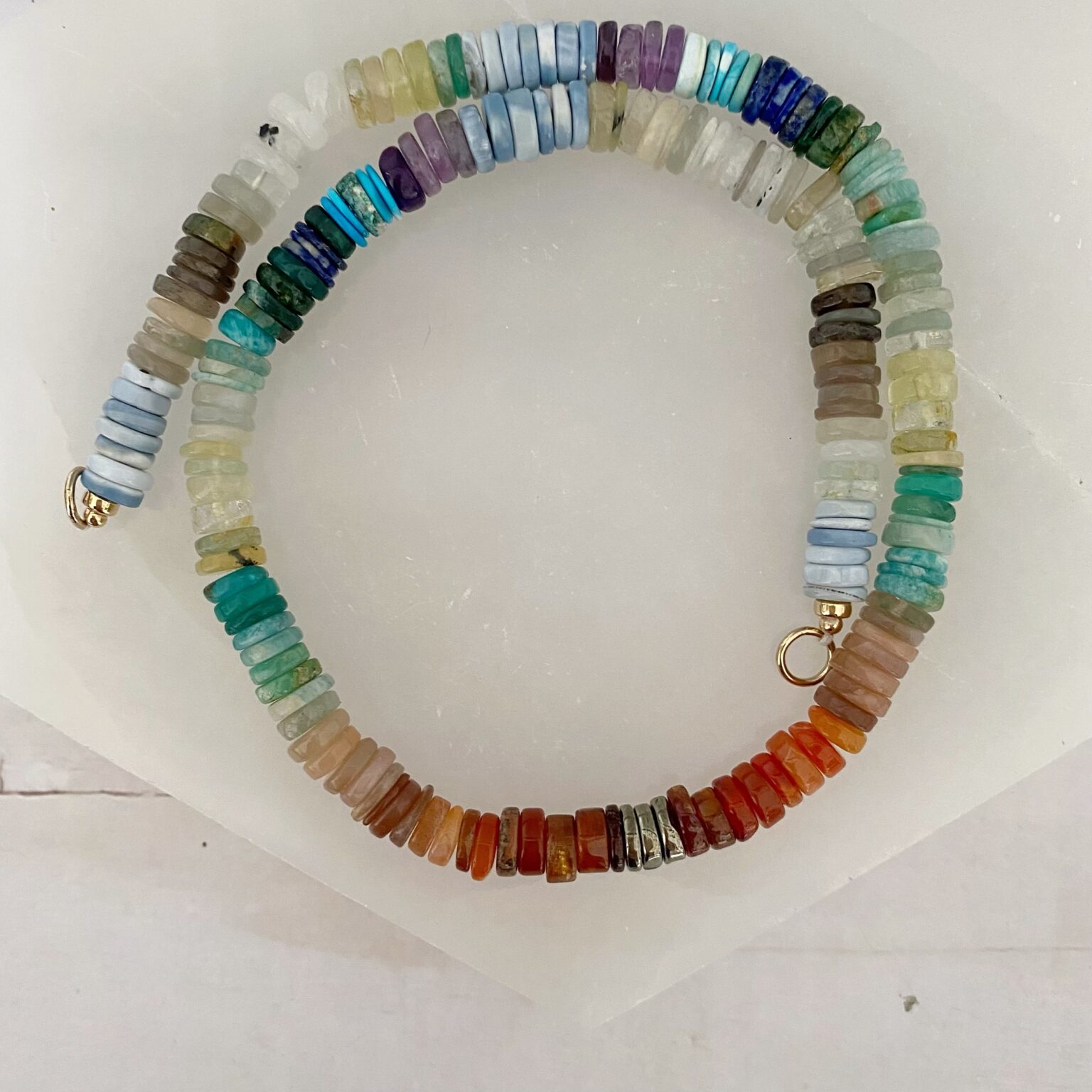 Jasmine One of a Kind Mixed Gemstone Open Loop Necklace – WinterLemon