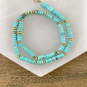 Telluride Turquoise Heishi and Golden Bead Necklace - Image 2