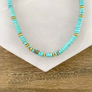 Telluride Turquoise Heishi and Golden Bead Necklace